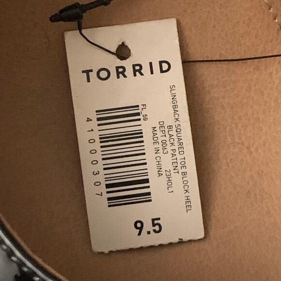 TORRID Women's Slingback Squared Toe Block Heel Black Patent Size 9.5WW - Picture 4 of 11